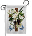 White Lilies Sympathy Cross Garden Flag