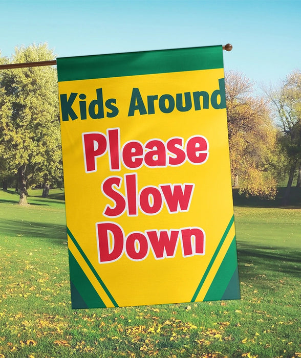 Please Slow Down Applique Banner Flag