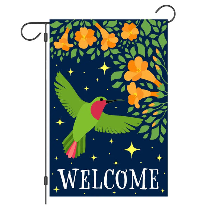Welcome Hummingbird Garden Flag