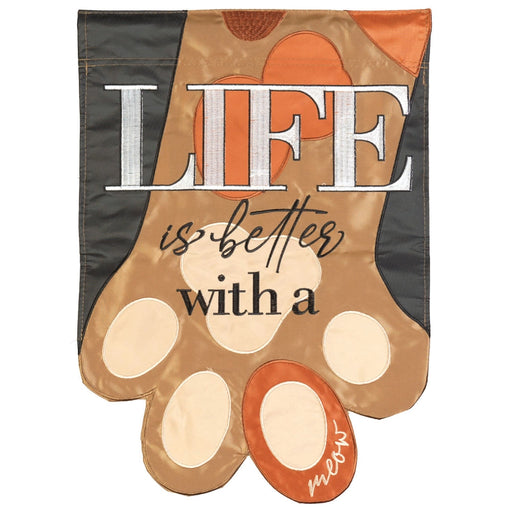 Better with a Cat Applique Banner Flag