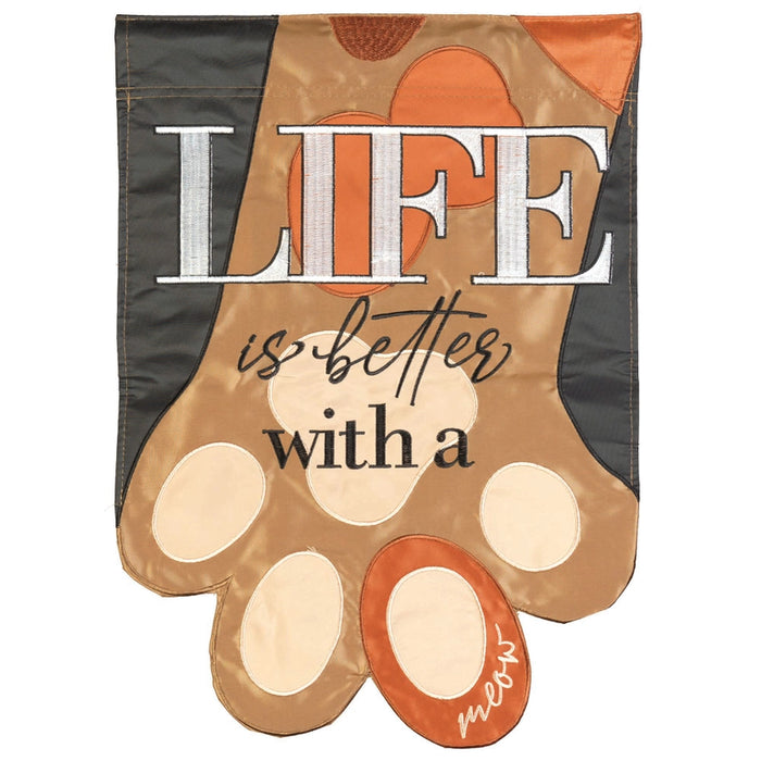 Better with a Cat Applique Banner Flag