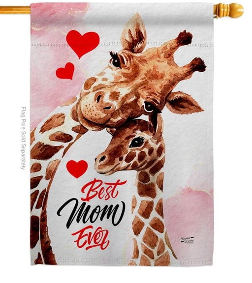 Mommy Giraffe Banner Flag