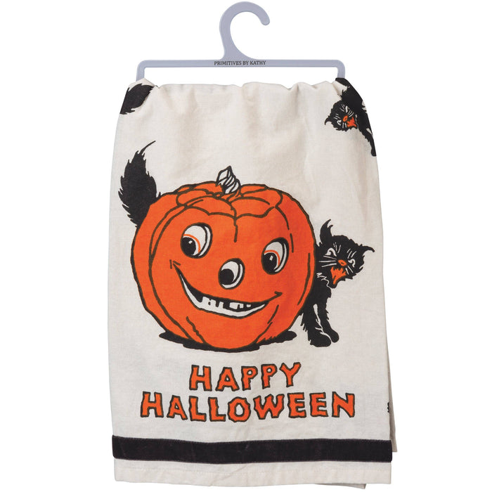 Happy Halloween Cat Vintage Kitchen Towel