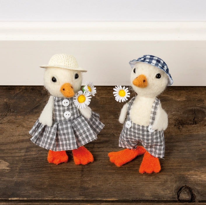 Gingham Ducks Critter Ornament - 2 styles shown