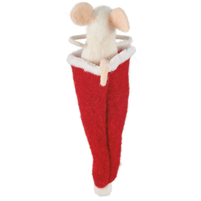 Santa Hat Mouse Critter Ornament