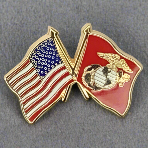 US Marine Corps Dual Flags Lapel Pin (Small) 2025