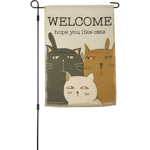 Welcome Hope You Like Cats Garden Flag