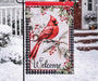 Cardinal & Winter Berries Welcome Garden Flag