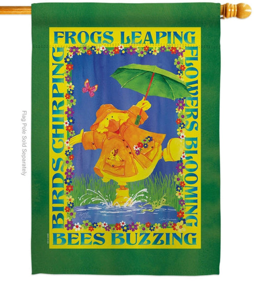 Spring Showers Duckling Banner Flag