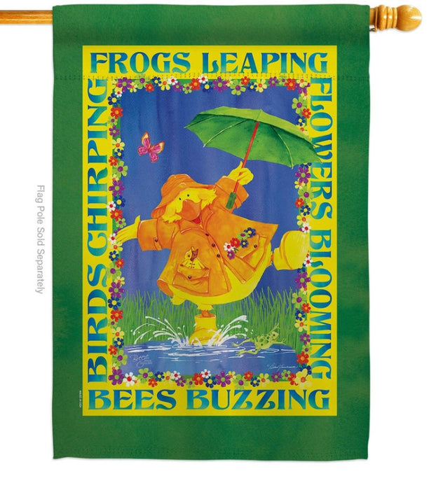 Spring Showers Duckling Banner Flag