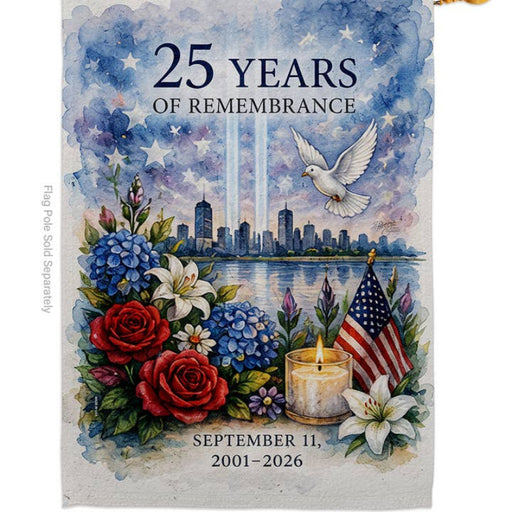 9/11 Memorial 25 Years of Remembrance Banner Flag