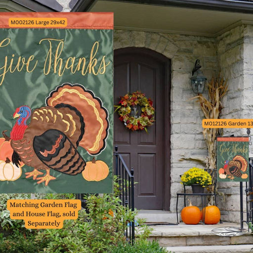 Give Thanks Turkey Pumpkins Banner Flag - flags sold separately 