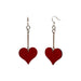 Simple Dangle Heart Wood Earrings