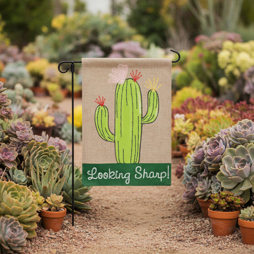 Looking Sharp Cactus Burlap Garden Flag
