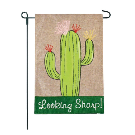 Looking Sharp Cactus Burlap Garden Flag