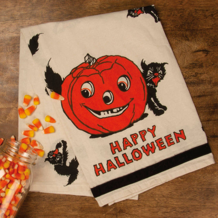 Happy Halloween Cat Vintage Kitchen Towel
