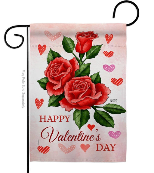 Valentine's Roses Garden Flag