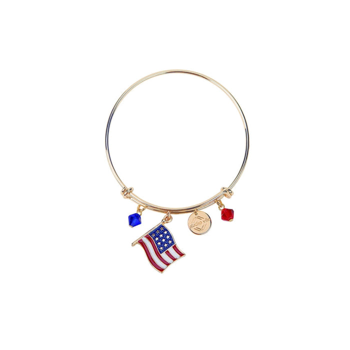 American Flag Gold Metal Charm Bracelet