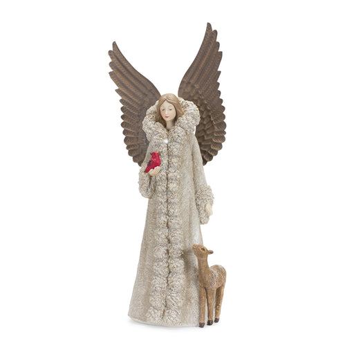 Winter Angel with Deer & Cardinal Figurine