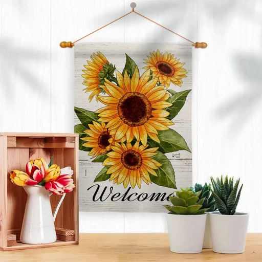 Happiness Sunflowers Banner Flag