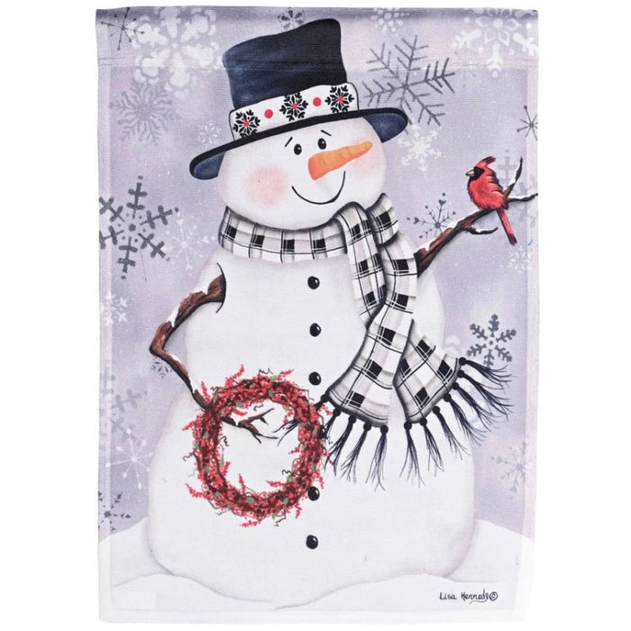 Snowman w/ Berry Wreath Banner Flag