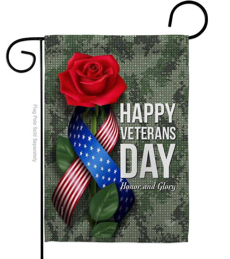 Happy Veterans Day Camo Garden Flag