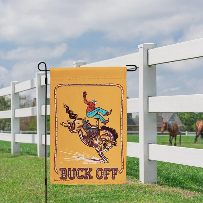 Buck Off Cowboy Garden Flag