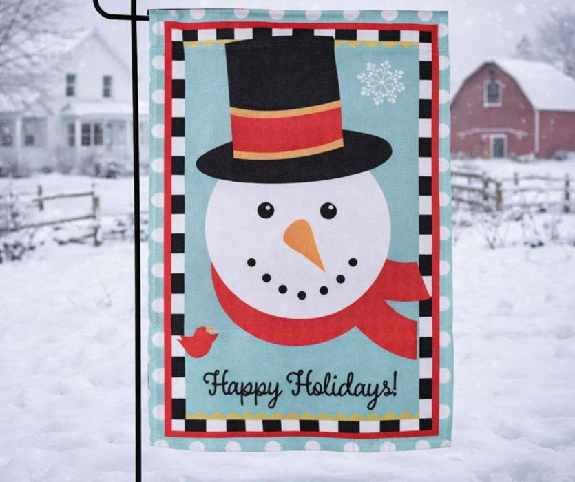 Happy Holidays Snowman Garden Flag