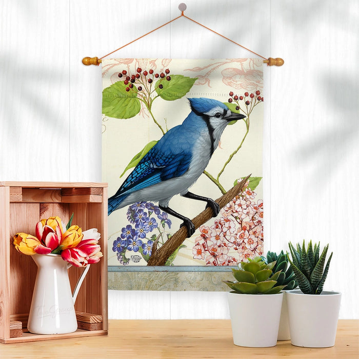 Blue Jay Floral Banner Flag
