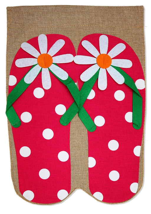 Daisy Flip Flops Burlap Garden Flag