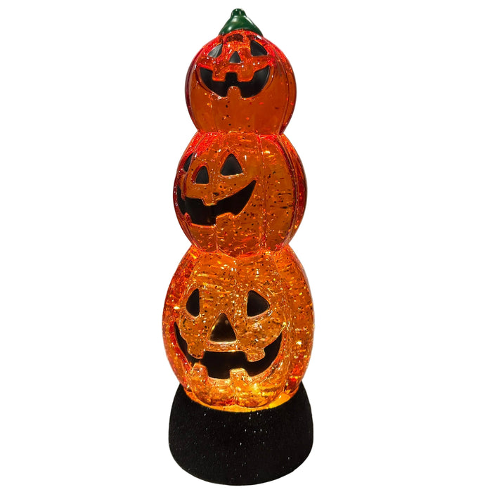 10" Pumpkin Stack LED Water Lantern