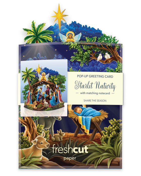 Mini Starlit Nativity Pop-Up Decor w/ Note Card