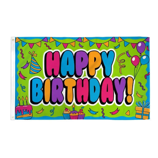 3x5' Happy Birthday Streamers Thin Polyester Flag