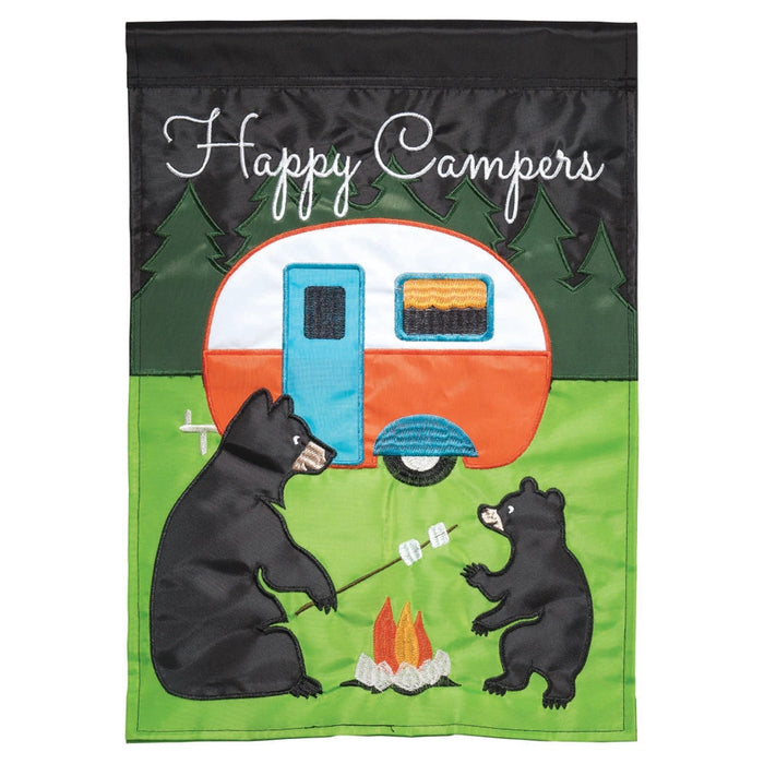 Happy Camping Bears Applique Banner Flag