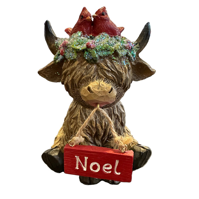 Holiday Noel Hyland Cow Figurine