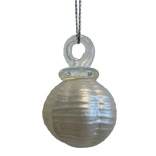 Kugel Vintage White Ribbed Glass Ornament