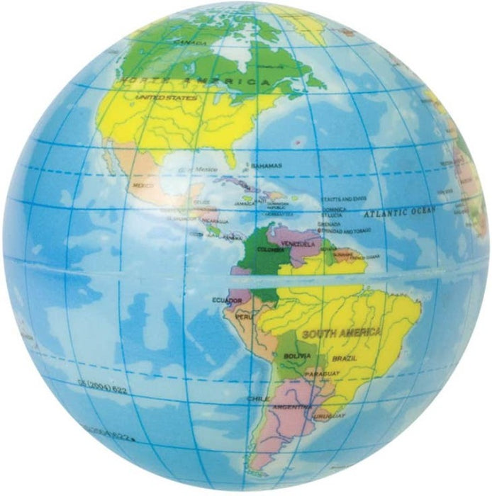 Globe Earth Stress Ball - detail of North & South America