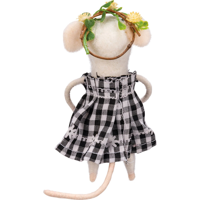 Sue Gingham Mouse Critter Ornament