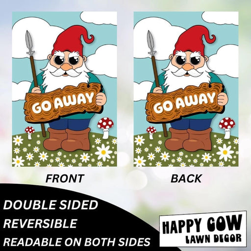 Go Away Gnome Garden Flag