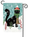 Black Cat in Snow w/ Hat and Scarf Garden Flag