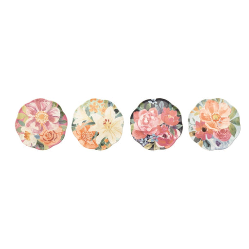 8.5" Everyday Floral Ceramic Appetizer Plates - Set of 4