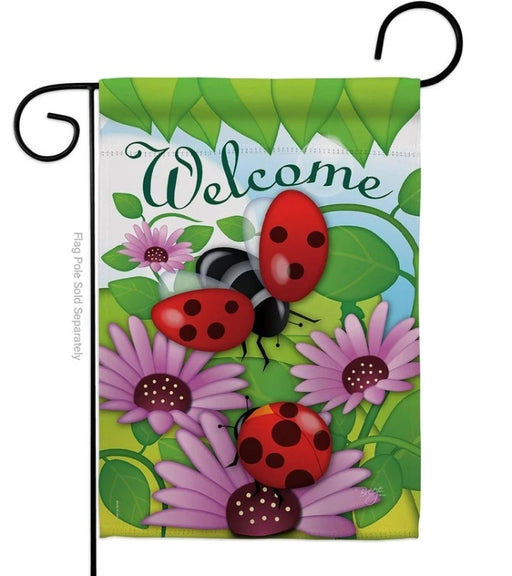 Welcome Ladybug Friends Garden Flag