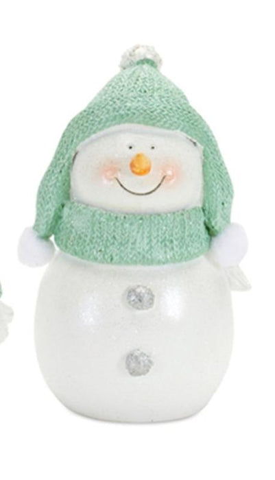 Pom-Pom Hat Glitter Snowman Figurine