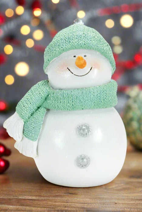 Beanie Glitter Snowman Figurine