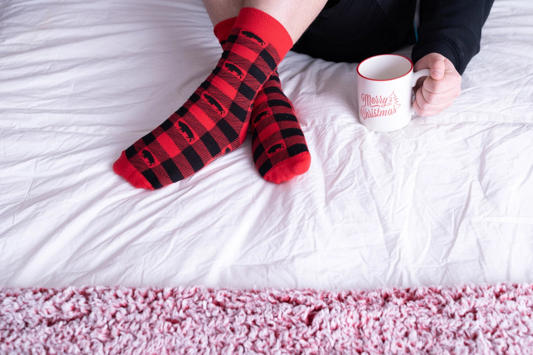 Red Buffalo Plaid Crew Socks