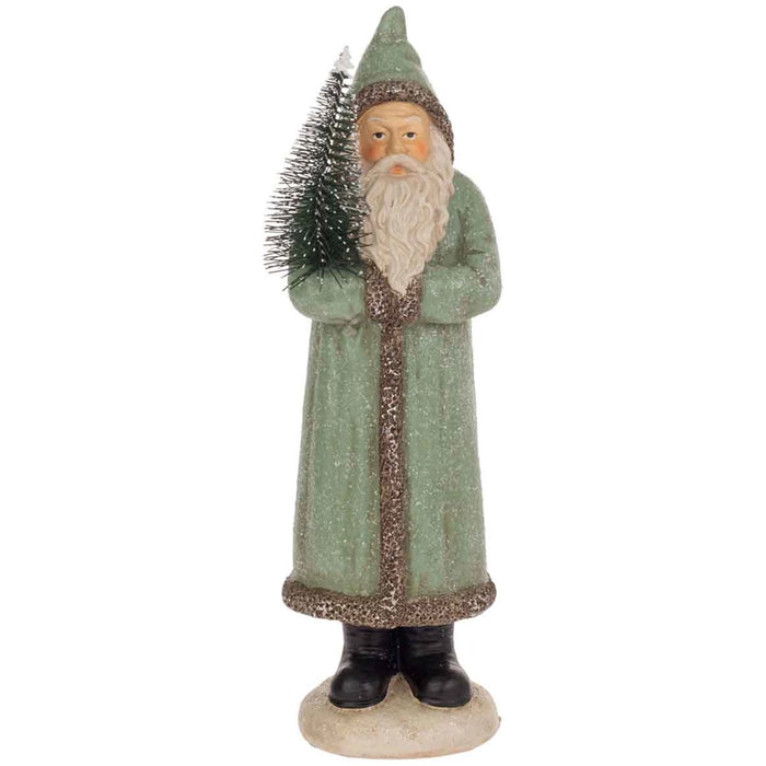 Tall Sage Green Hooded Santa Figurine