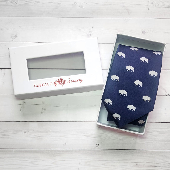 Navy Buffalo Polyester Neck Tie