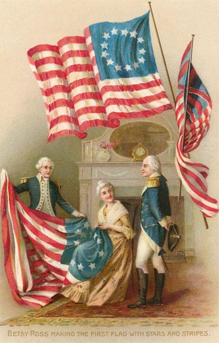 Betsy Ross With First Flag PRINT