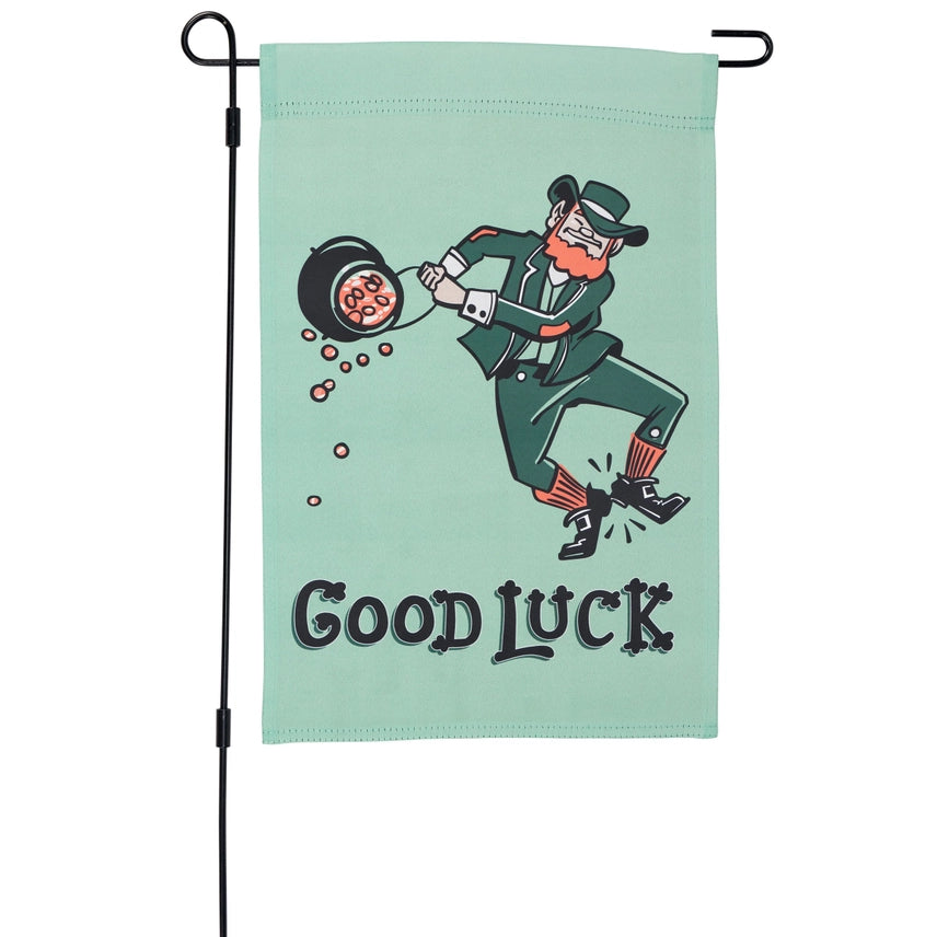 Good Luck Leprechaun Garden Flag