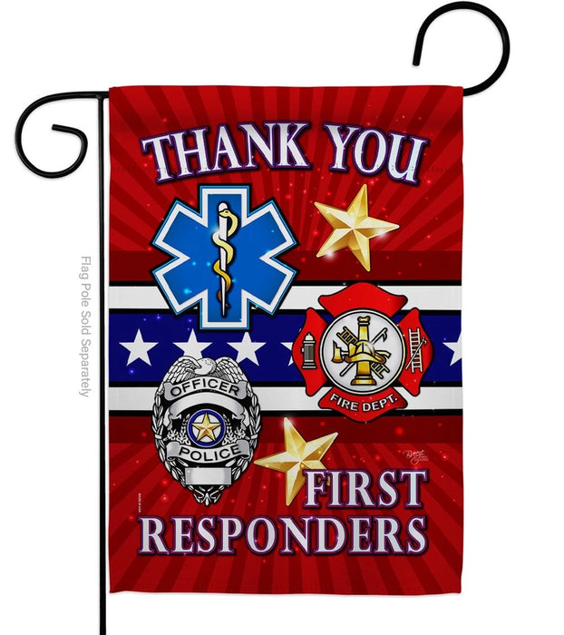 Thank You First Responders Garden Flag